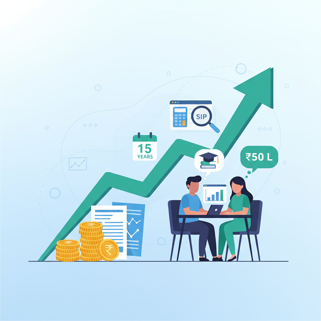 Child Education Goal: Use SIP Calculator for ₹50 Lakhs in 15 Years.