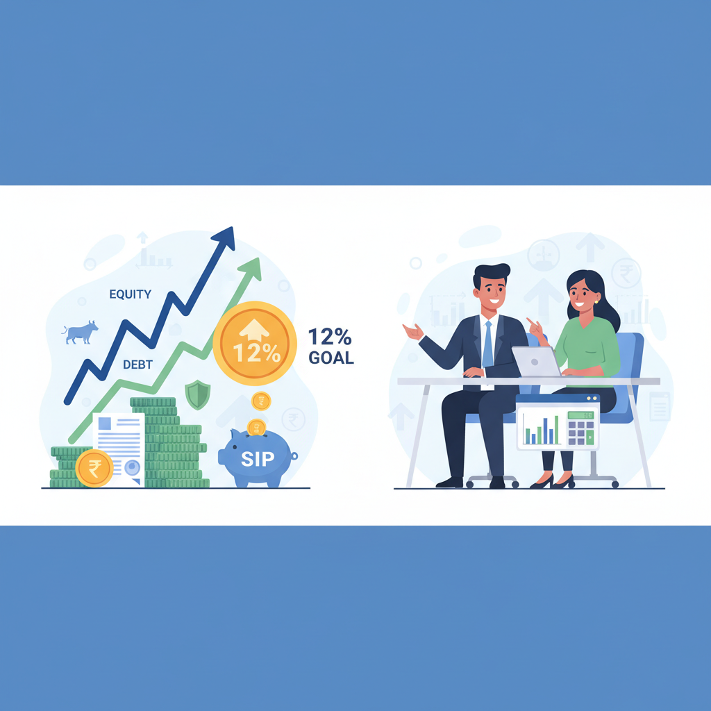 Compare Mutual Fund Returns: Equity vs Debt for 12% Goal in India | SIP Plan Calculator