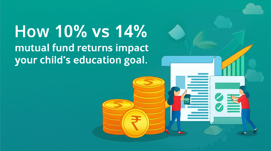 How 10% vs 14% mutual fund returns impact your child's education goal.