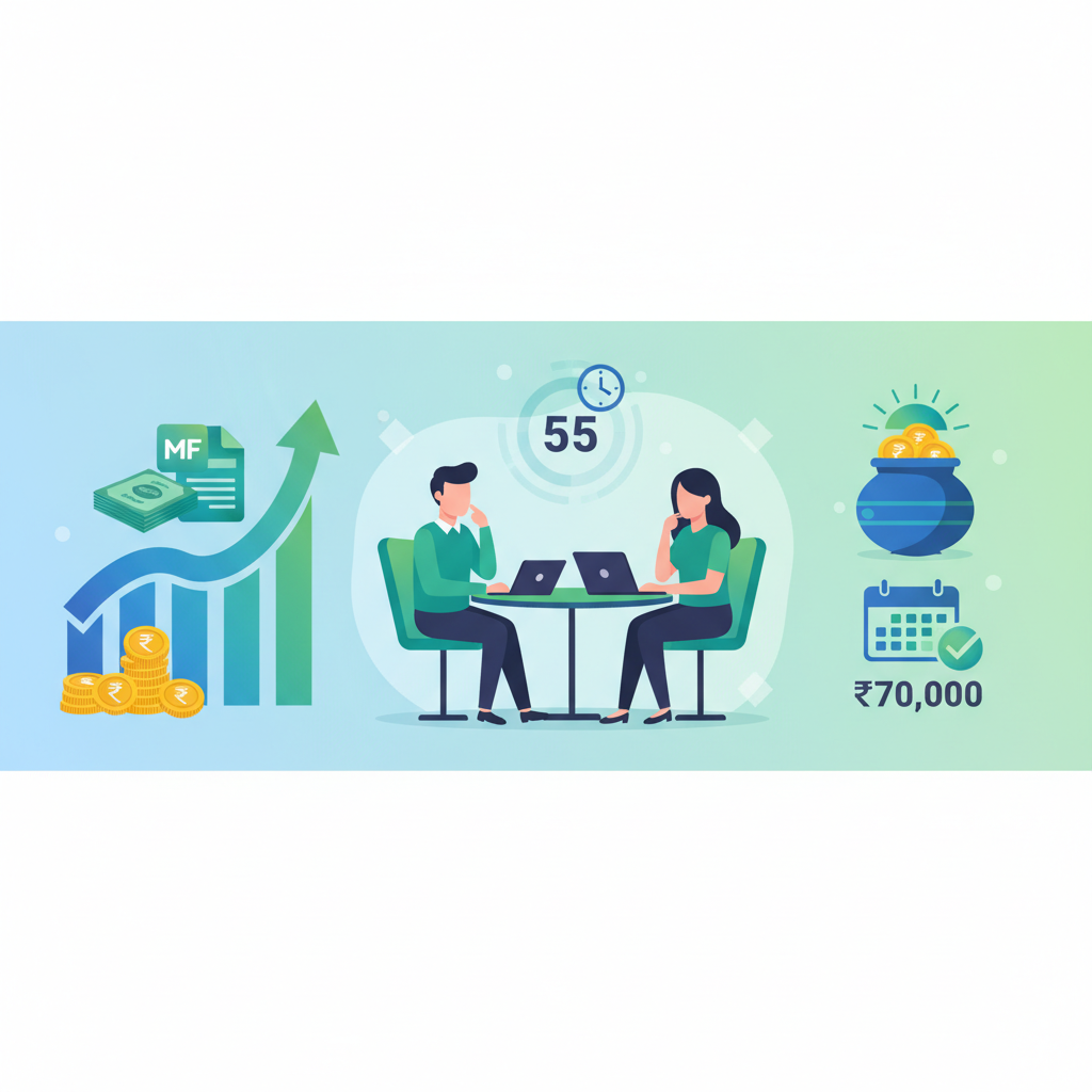 How much SIP do I need for ₹70,000/month retirement income at 55?