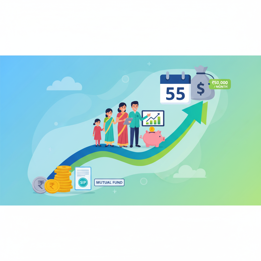 How much SIP for retirement? Plan ₹50,000/month by 55 with our calculator.