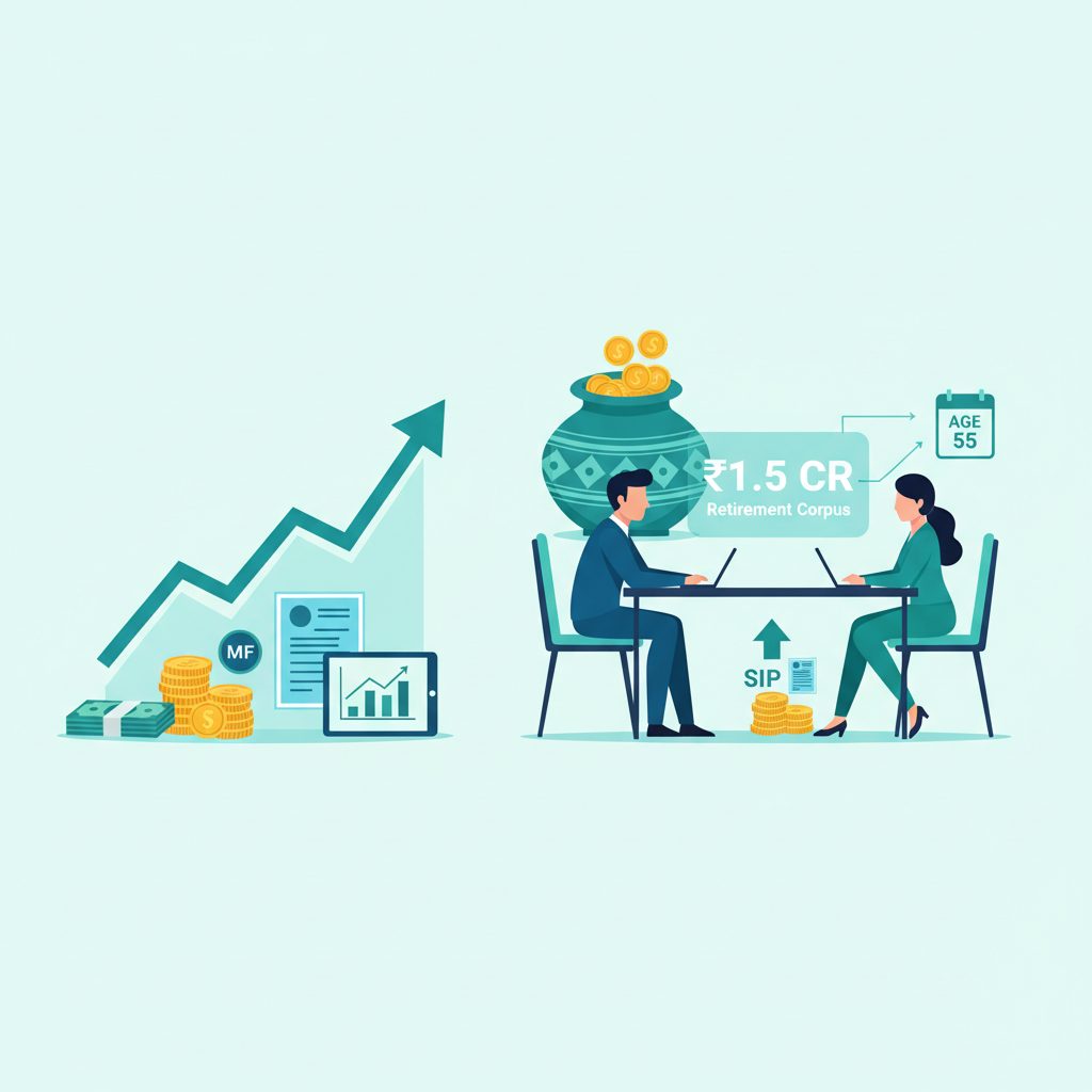 How much SIP needed for ₹1.5 Crore retirement corpus by age 55?