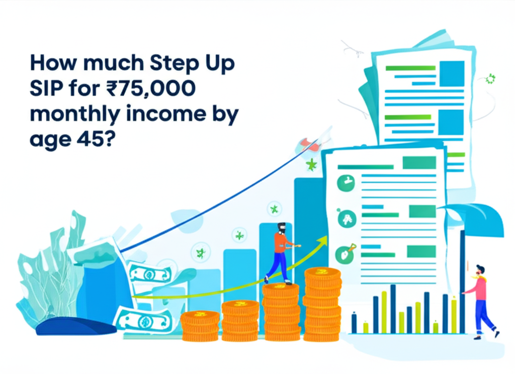 How much Step Up SIP for ₹75,000 monthly income by age 45?
