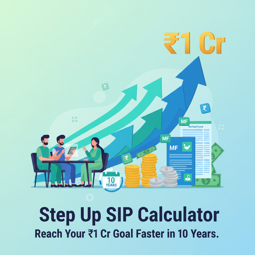 Step Up SIP Calculator: Reach Your ₹1 Cr Goal Faster in 10 Years.